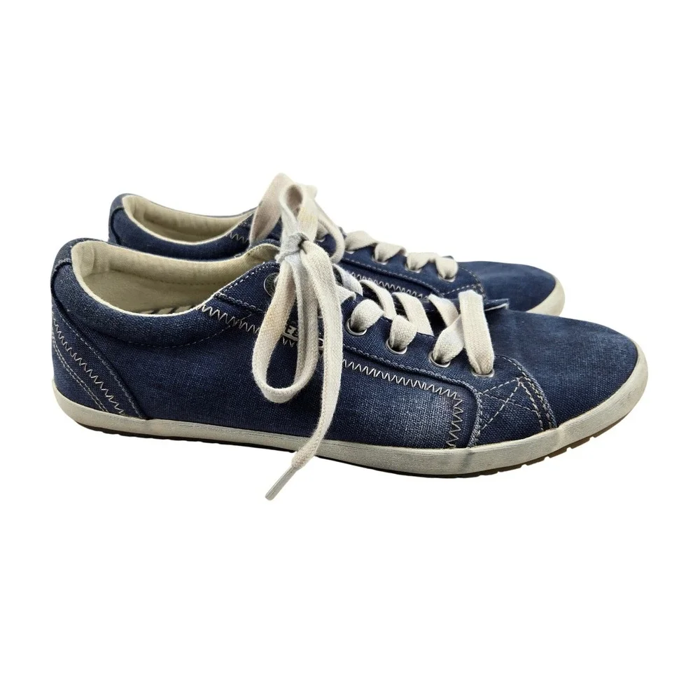 Taos‎ Star Blue Wash Canvas Sneakers Womens 8.5 Lace-Up Comfort Shoes Denim